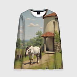 Лонгслив мужской Старый домик и лошадь, цвет: 3D-принт