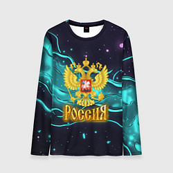 Мужской лонгслив Россия - березовая абстракция