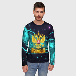 Лонгслив мужской Россия - березовая абстракция, цвет: 3D-принт — фото 2