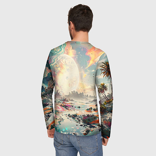Мужской лонгслив Светлая экзотическая планета / 3D-принт – фото 4