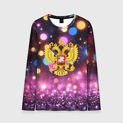 Мужской лонгслив Герб России на фоне бокке