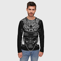 Лонгслив мужской Голова самурая в маске Они, цвет: 3D-принт — фото 2