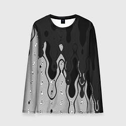 Лонгслив мужской Чёрно-белый абстракция стекающаяся, цвет: 3D-принт