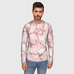 Лонгслив мужской Розовая абстракция с мраморной текстурой и блеском, цвет: 3D-принт — фото 2