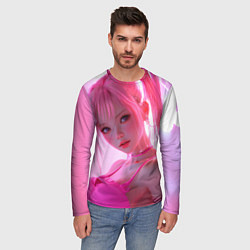 Лонгслив мужской Аниме девушка в розовом белье, цвет: 3D-принт — фото 2