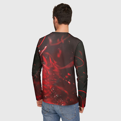 Мужской лонгслив Брюнетка в красной краске / 3D-принт – фото 4