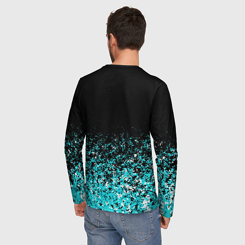 Мужской лонгслив Sport чёрно-голубой пятнистый / 3D-принт – фото 4