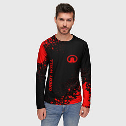 Лонгслив мужской Great Wall - red gradient вертикально, цвет: 3D-принт — фото 2