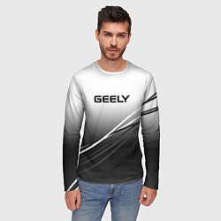 Лонгслив мужской Geely градиент из белого в тёмный с полосами, цвет: 3D-принт — фото 2