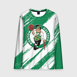 Лонгслив мужской Boston Celtics white and green, цвет: 3D-принт