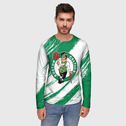 Лонгслив мужской Boston Celtics white and green, цвет: 3D-принт — фото 2