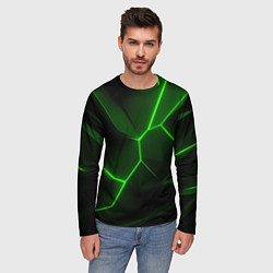 Лонгслив мужской Зеленая текстура с неоном, цвет: 3D-принт — фото 2