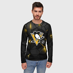 Лонгслив мужской Питтсбург Пингвинз - плиты с подсветкой, цвет: 3D-принт — фото 2