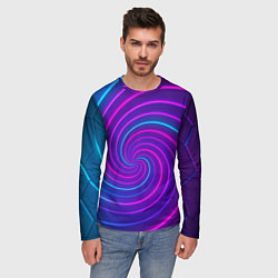 Лонгслив мужской Сине-фиолетовая спираль, цвет: 3D-принт — фото 2