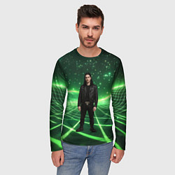 Лонгслив мужской Bones в зеленом полигоне, цвет: 3D-принт — фото 2