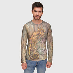 Лонгслив мужской Стимпанк механический киберхамелеон, цвет: 3D-принт — фото 2