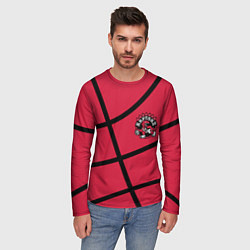 Лонгслив мужской Торонто Рэпторс - текстура красного мяча, цвет: 3D-принт — фото 2