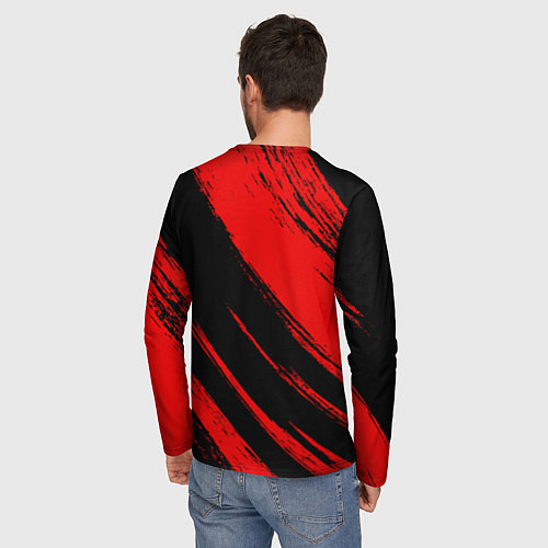 Мужской лонгслив Торонто Рэпторс - красные потертости / 3D-принт – фото 4