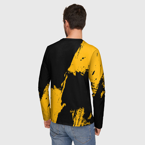 Мужской лонгслив Голден Стэйт Уорриорз - брызги желтой краски / 3D-принт – фото 4