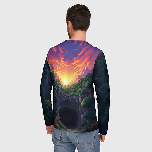 Мужской лонгслив Дракон края и Стив - Майнкрафт арт / 3D-принт – фото 4