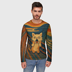 Лонгслив мужской Котик Крик - вязаный нейроарт, цвет: 3D-принт — фото 2