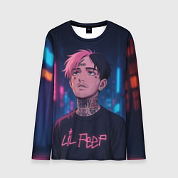 Лонгслив мужской LiL Peep - Неоновый аниме арт, цвет: 3D-принт