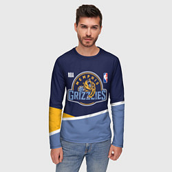 Лонгслив мужской Мемфис Гриззлис - линии, цвет: 3D-принт — фото 2