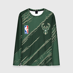 Лонгслив мужской Милуоки Бакс - линии с потертостями, цвет: 3D-принт