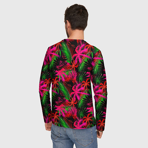 Мужской лонгслив Palm red pink / 3D-принт – фото 4