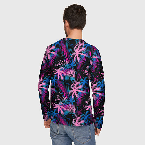 Мужской лонгслив Palm pink blue pink / 3D-принт – фото 4