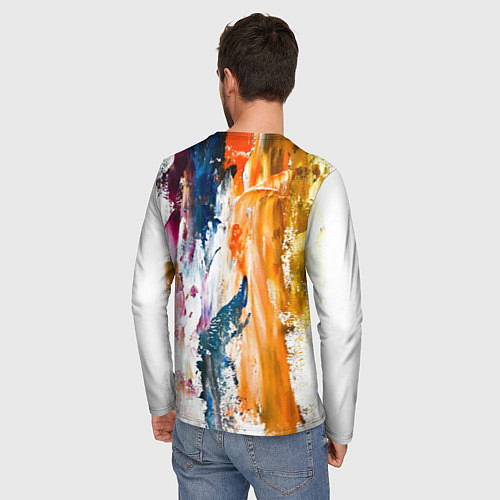 Мужской лонгслив Разноцветные мазки кисти на палитре художника / 3D-принт – фото 4