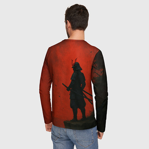 Мужской лонгслив Ghost of Tsushima - алый / 3D-принт – фото 4
