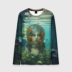 Лонгслив мужской Леди Гага под водой в аквариуме, цвет: 3D-принт