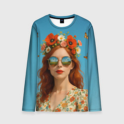 Лонгслив мужской Девушка в очках, цвет: 3D-принт
