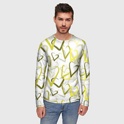 Лонгслив мужской Зеленые сердца, цвет: 3D-принт — фото 2