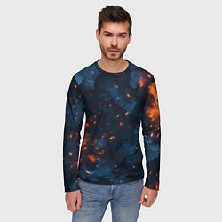 Лонгслив мужской Синий камуфляж с искрами, цвет: 3D-принт — фото 2