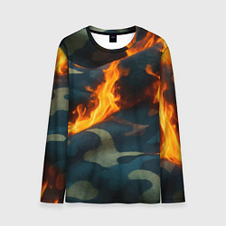 Лонгслив мужской Огонь на камуфляжной ткани, цвет: 3D-принт