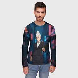 Лонгслив мужской Dandadan Seiko в городе с планшетом, цвет: 3D-принт — фото 2