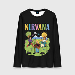 Лонгслив мужской Нирвана мультяшный стиль, цвет: 3D-принт