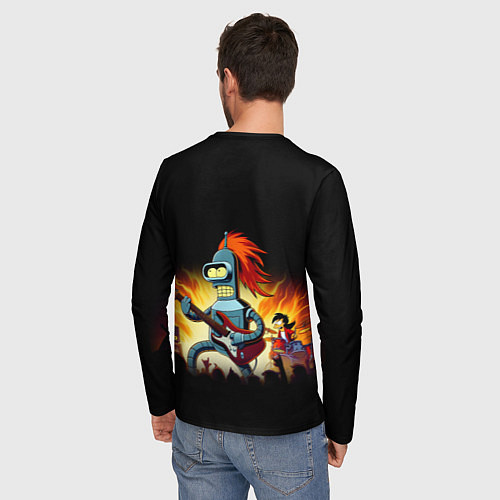 Мужской лонгслив Bender is a hard rock guitarist - Futurama / 3D-принт – фото 4