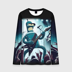 Лонгслив мужской Гитарист Бендер из рок группы Футурамы, цвет: 3D-принт