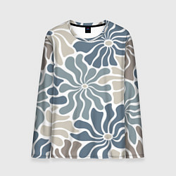 Лонгслив мужской Цветы blue and beige pattern, цвет: 3D-принт