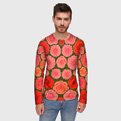 Лонгслив мужской Цветочная поляна паттерн, цвет: 3D-принт — фото 2