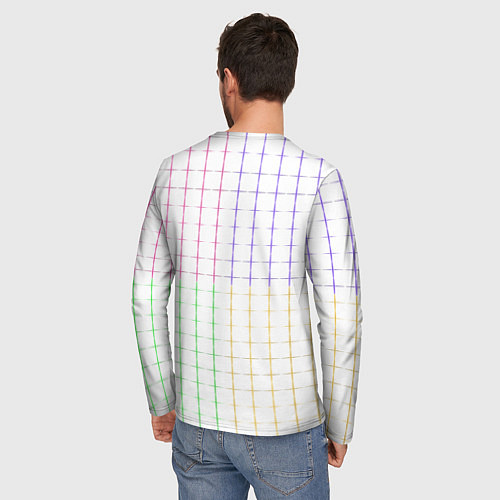 Мужской лонгслив Color white multicolored stripes / 3D-принт – фото 4