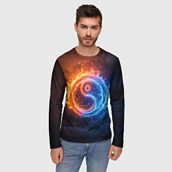 Лонгслив мужской Инь ян огонь и лёд, цвет: 3D-принт — фото 2