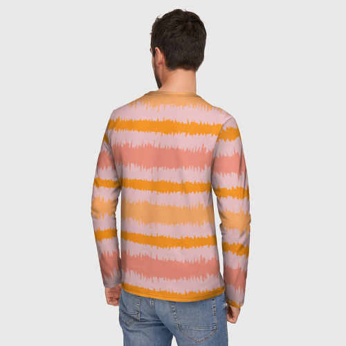 Мужской лонгслив Полосы зигзагообразные оранжево-розовые / 3D-принт – фото 4