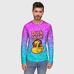 Лонгслив мужской Duck yeah - утка в наушниках, цвет: 3D-принт — фото 2