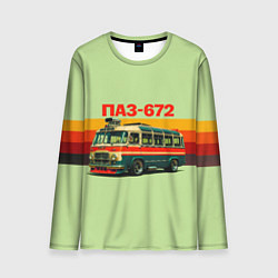 Лонгслив мужской Ретро автобус ПАЗ-672 поп-арт, цвет: 3D-принт