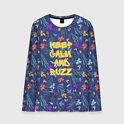 Мужской лонгслив Keep calm and buzz - пчелы и цветы