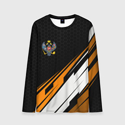 Мужской лонгслив Российская империя - оранжевый спорт